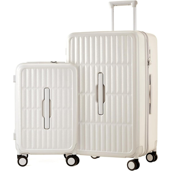 Durable unisex travel luggage, 20" hard shell carry-on with 3:7 split and smooth spinners.
