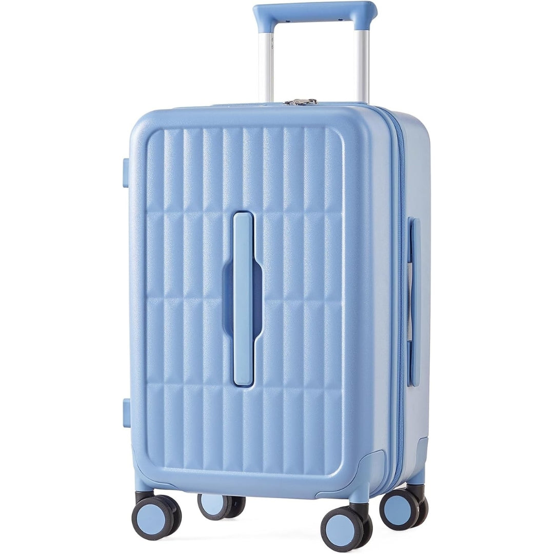 Compact 20" carry-on luggage, 3:7 split design, durable PC shell for frequent travelers.