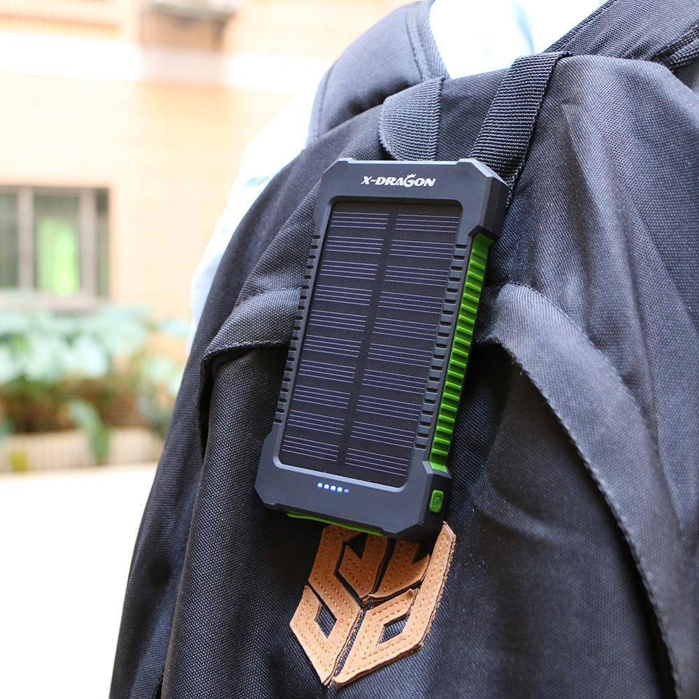 Rugged waterproof 20000mAh solar charger, ideal for camping and outdoor adventures.