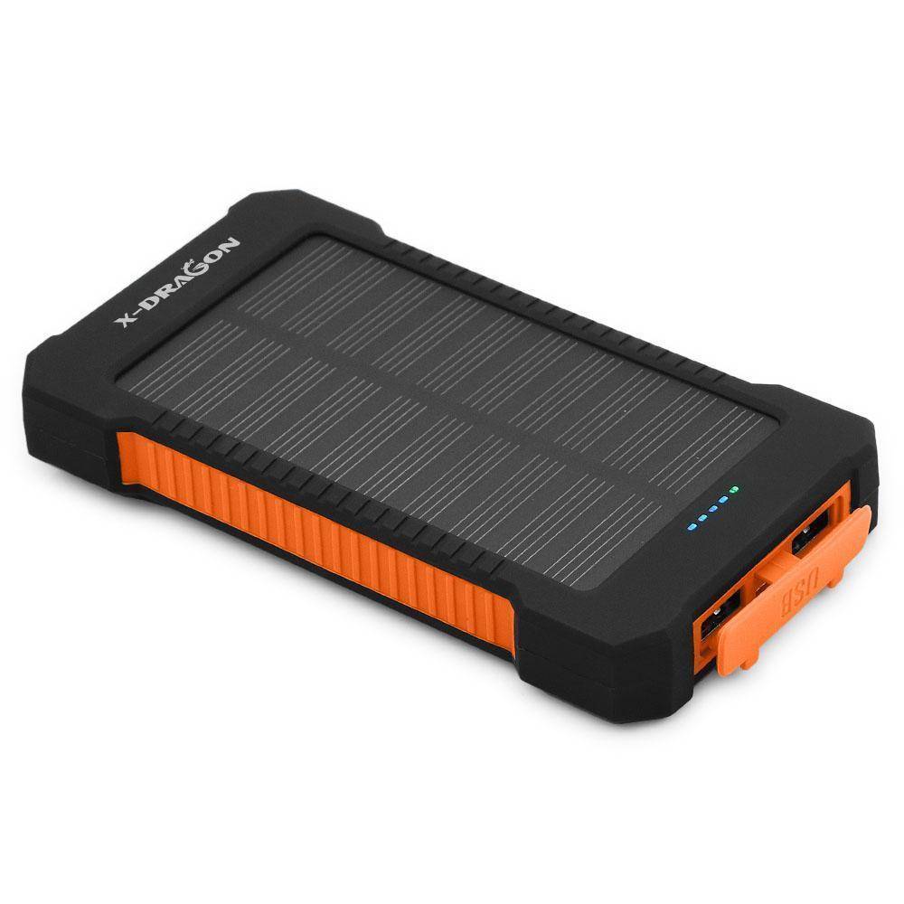 Reliable emergency power bank 20000mAh with solar charging & flashlight for outdoor adventures