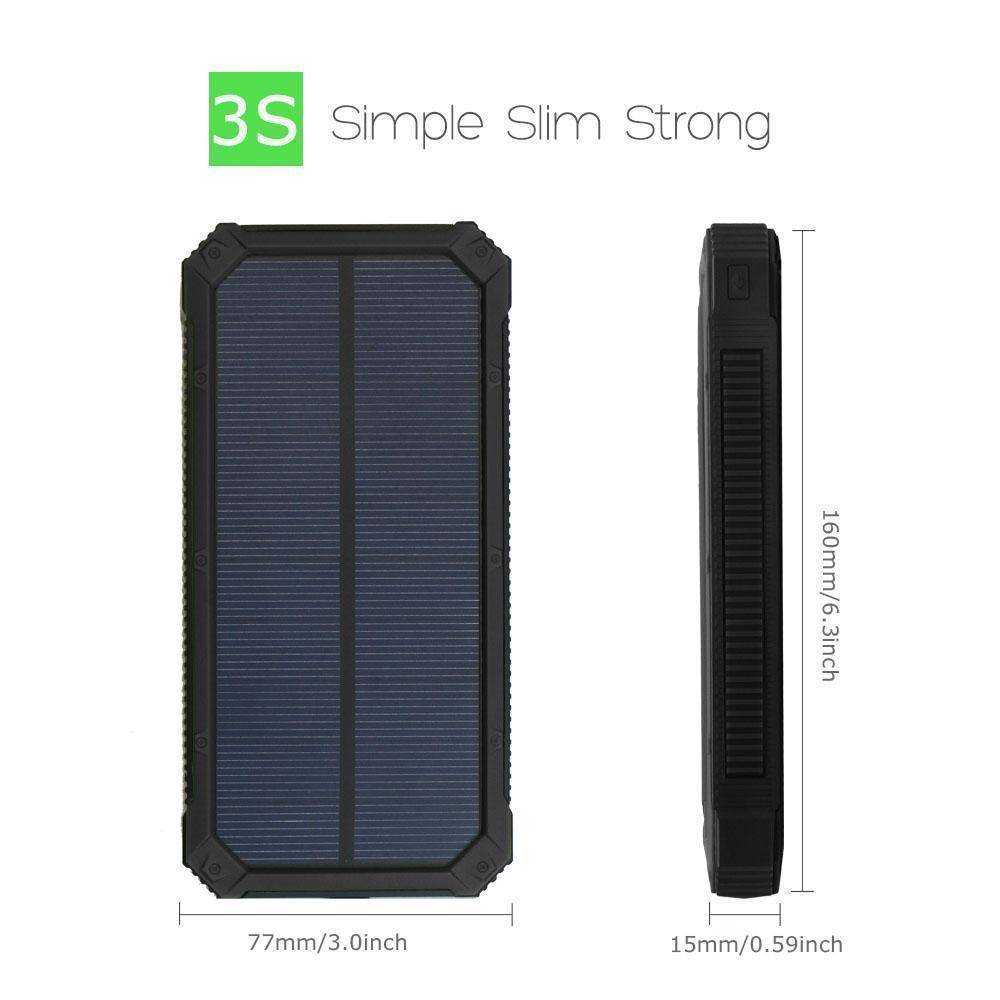 Essential survival gear: 20000mAh solar power bank with built-in flashlight for all devices