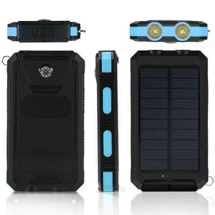 Keep devices charged with this 20000mAh waterproof solar charger, ideal for outdoor enthusiasts.