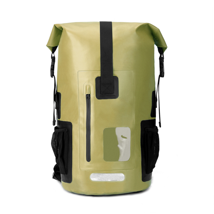 Black 35L waterproof backpack for outdoor enthusiasts, great for hiking and commuting