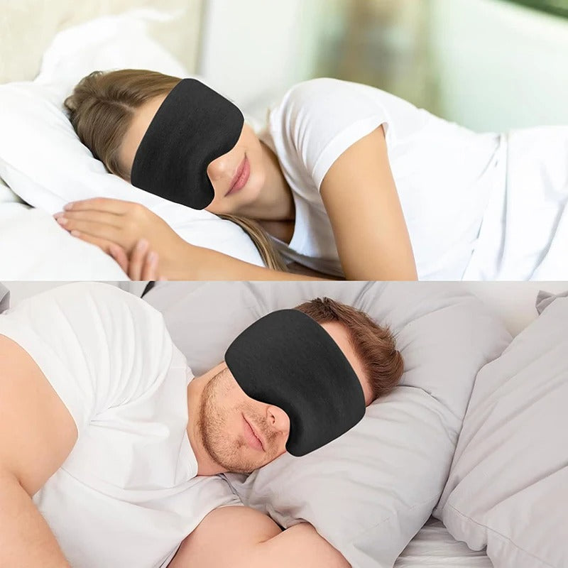 Compact airplane travel pillow set with soft memory foam neck support, head strap & blackout sleep mask.