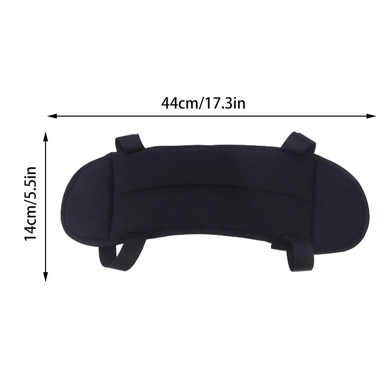 Unisex travel neck support pillow set with plush memory foam, adjustable head strap & comfortable eye mask.