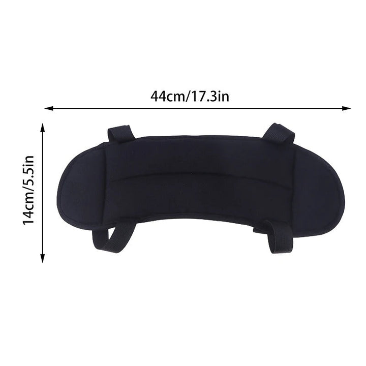 Unisex travel neck support pillow set with plush memory foam, adjustable head strap & comfortable eye mask.