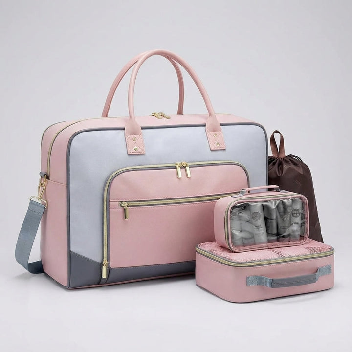 Stylish 4-piece unisex travel bag set by CarrySmart, including duffel & carry-on for weekend trips.