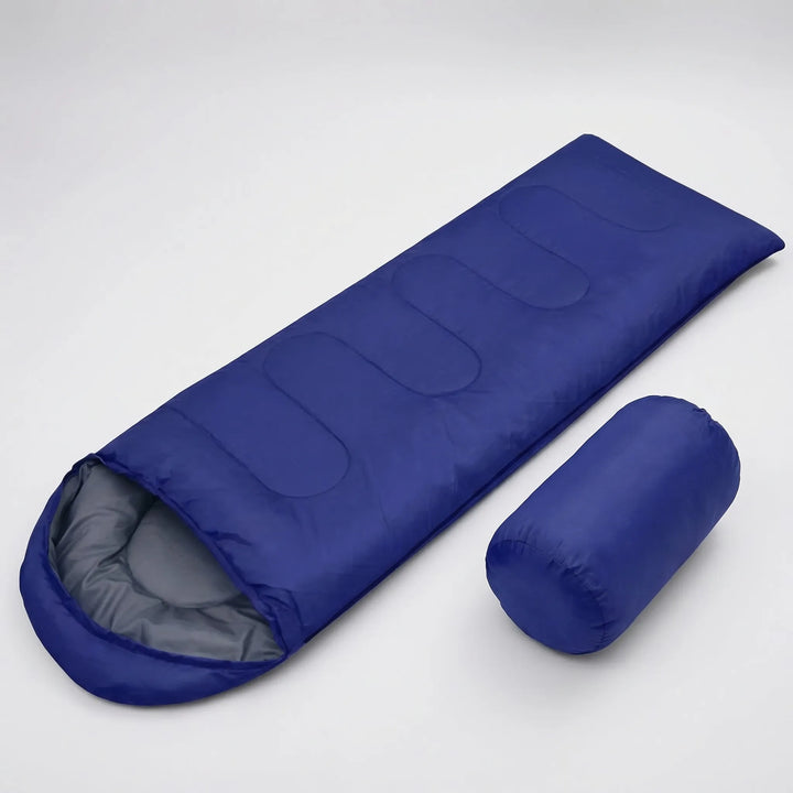 Lightweight & portable unisex 4-season mummy envelope sleeping bag for easy camping, hiking, & outdoor adventure.