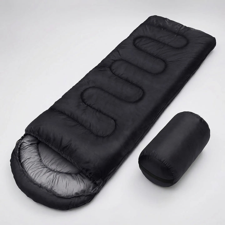 Durable unisex 4-season mummy envelope sleeping bag, essential outdoor gear for all camping & hiking trips.