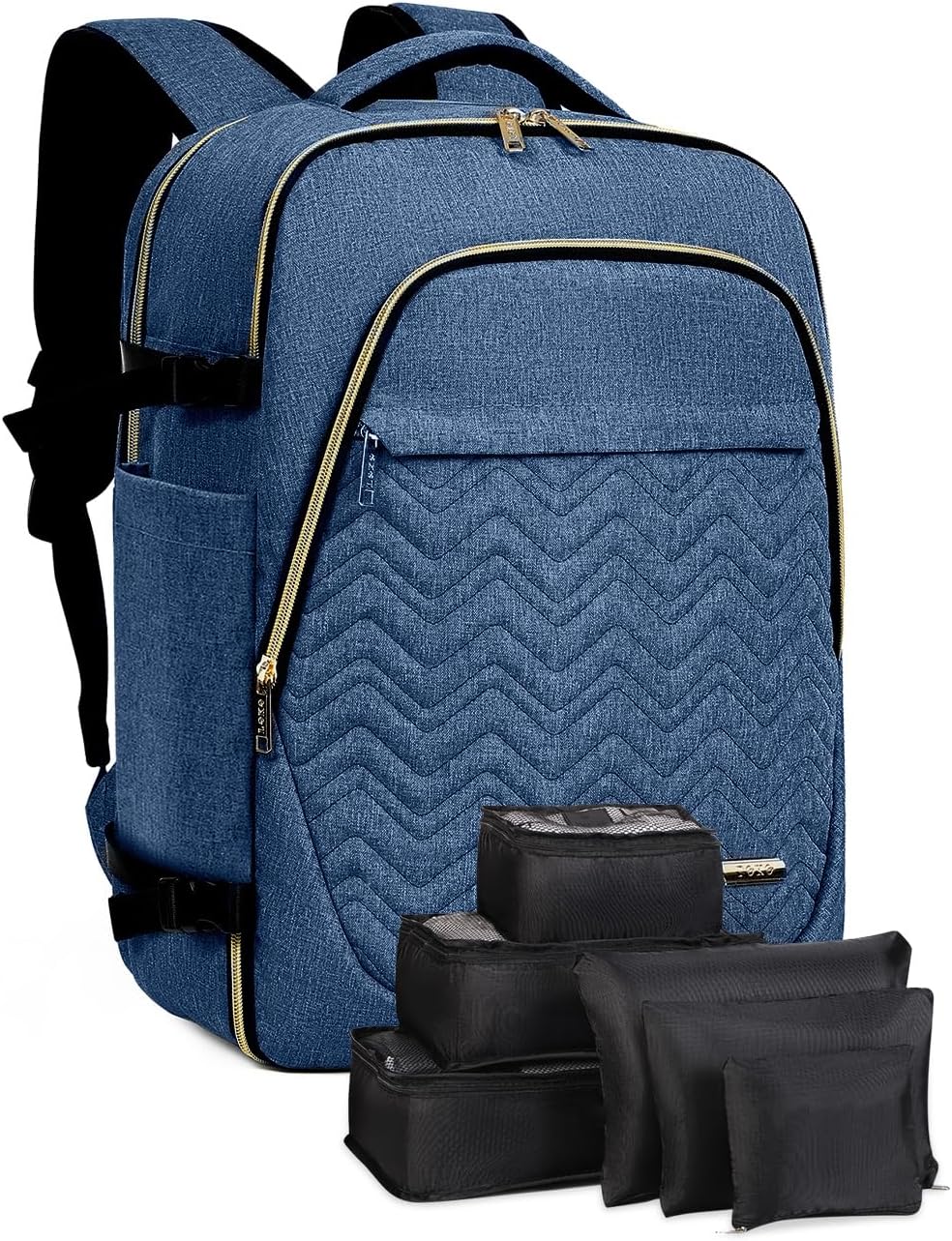 Unisex 40L airline-approved travel backpack with packing cubes. Perfect carry-on for organized travel.