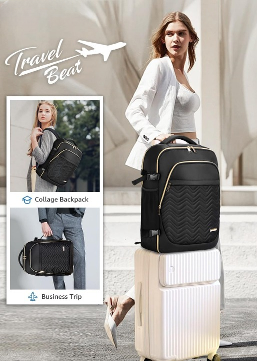 Unisex 40L carry on travel backpack with internal packing cubes & laptop sleeve, ready for adventure.
