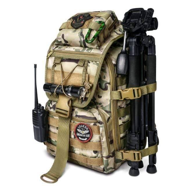 Unisex 40L outdoor backpack, top view showing main compartment access and carry handle