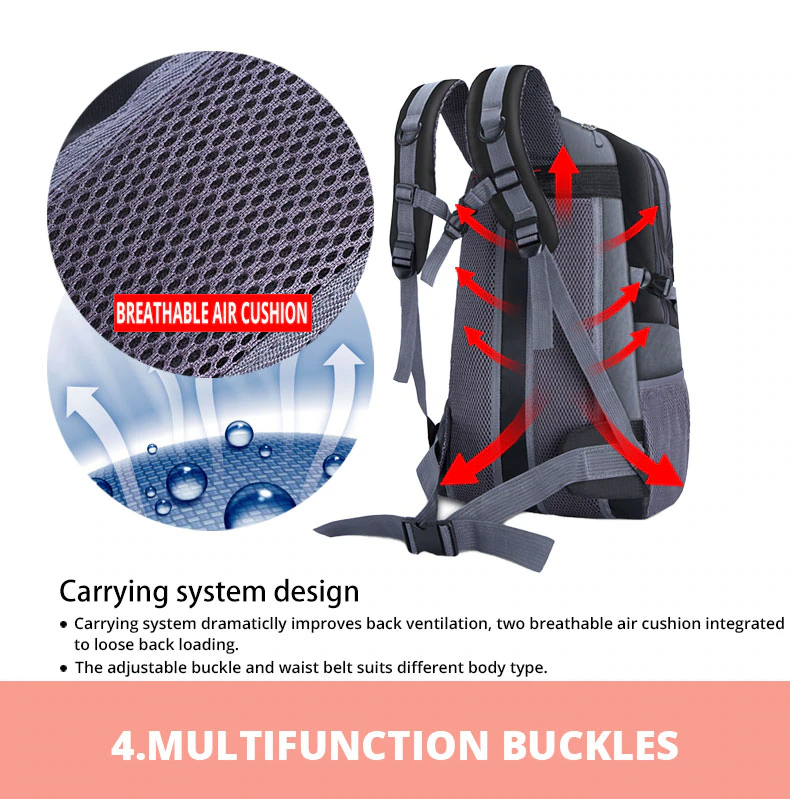 40L waterproof hiking backpack, lightweight design for comfortable travel & camping