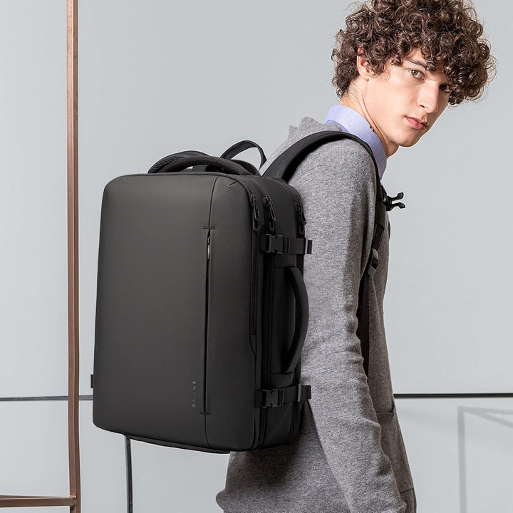 Multi-purpose unisex travel backpack, 45L capacity, organized interior, ideal for flights.