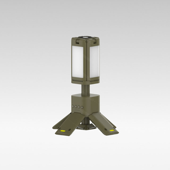 Unisex 4800 Lumen Telescopic Camping Light, extended, illuminating a tent at night