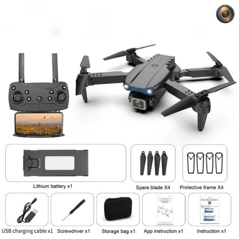 Long flight quadcopter drone with 4K UHD camera, ideal for extended aerial photography sessions.
