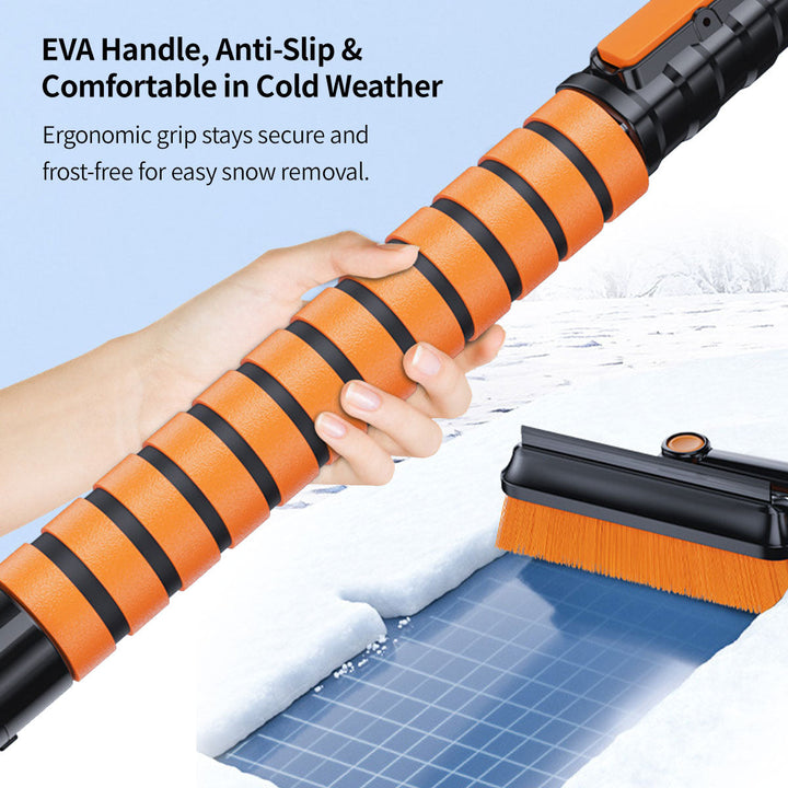 Compact 5-in-1 winter car snow shovel and ice scraper, ideal for car snow removal.