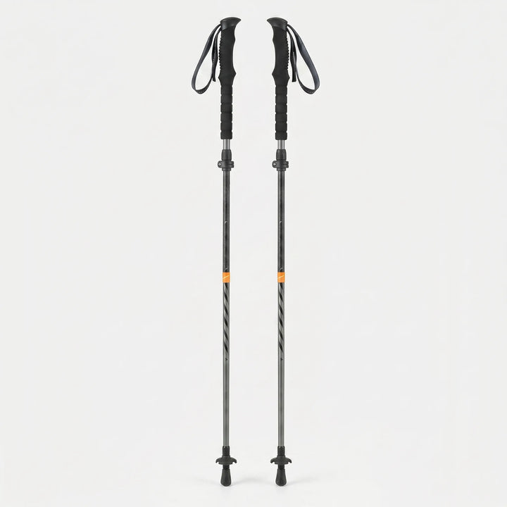 Foldable 5-section trekking pole, ultralight design for hikers & outdoor enthusiasts.