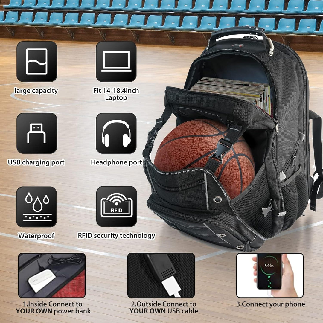 Large 55L travel backpack for men & women, featuring multiple compartments for laptop & essentials. Ideal carry-on.
