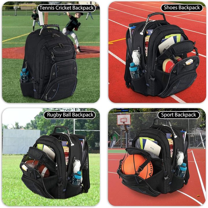 Modern unisex travel backpack with integrated USB charging port & RFID protected pocket for secure travel tech.