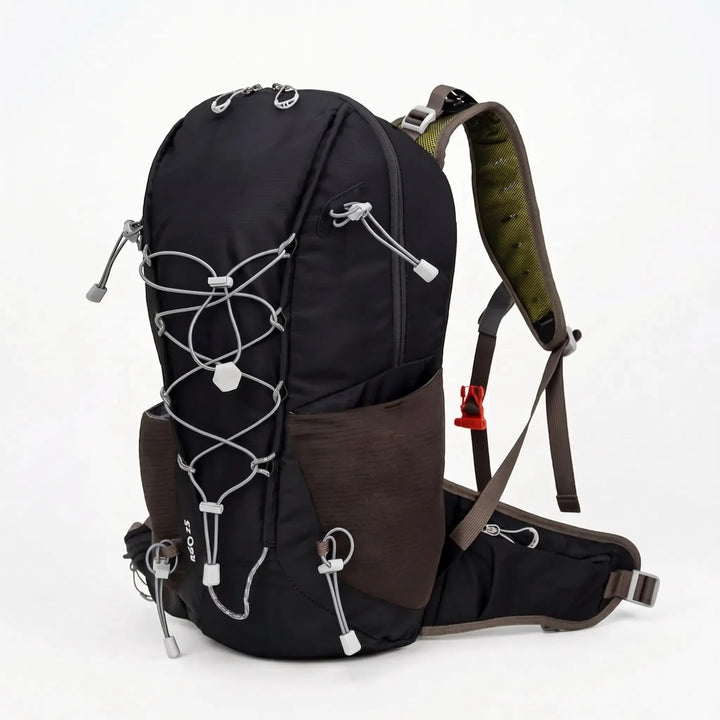 Water-resistant unisex 6.6 gallon lightweight hiking daypack, great for all weather camping.