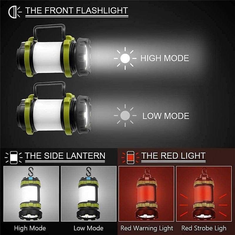 Waterproof camping lantern, flashlight, and power bank for hiking and camping accessories