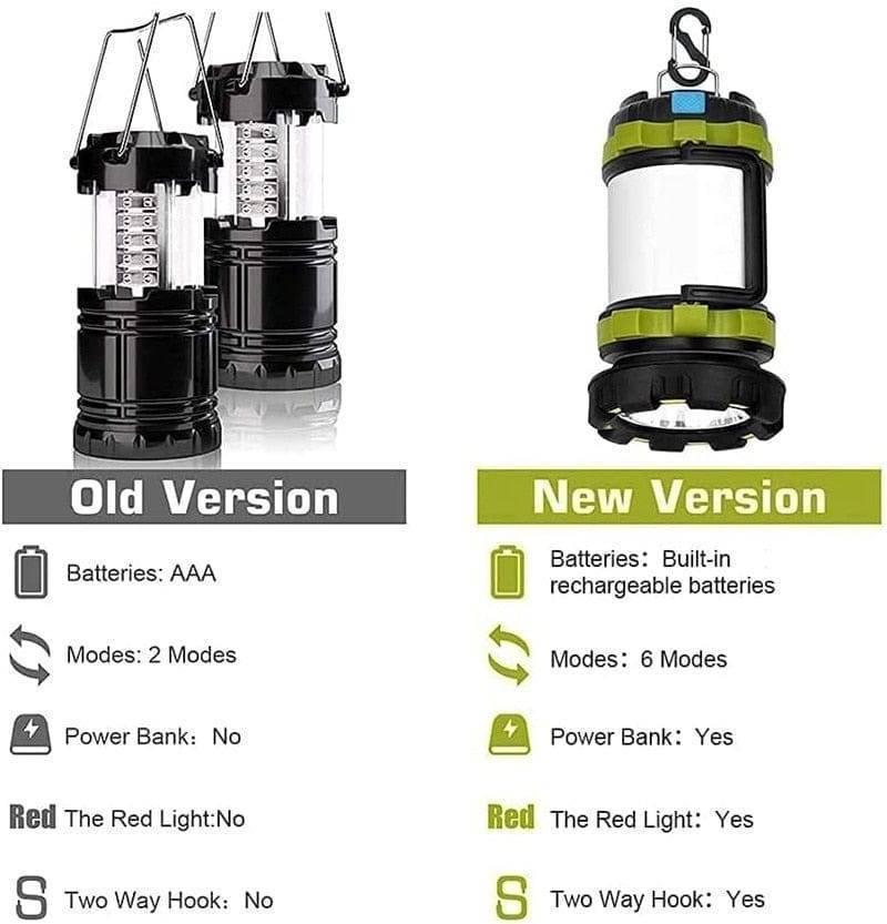 Durable waterproof camping lantern with power bank, perfect for outdoor adventures