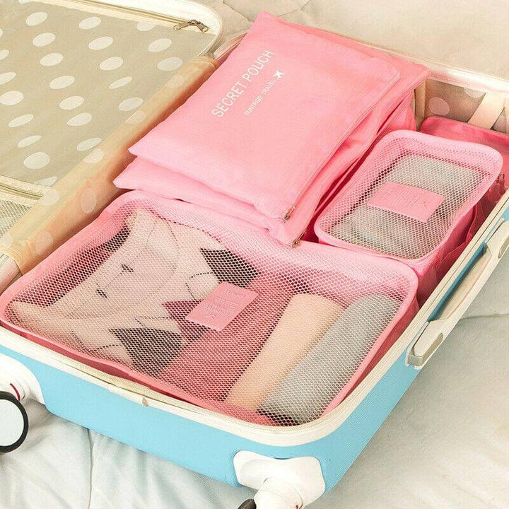 Travel gear: 12-piece packing cube set (two 6-piece) for easy, space-saving luggage organization.