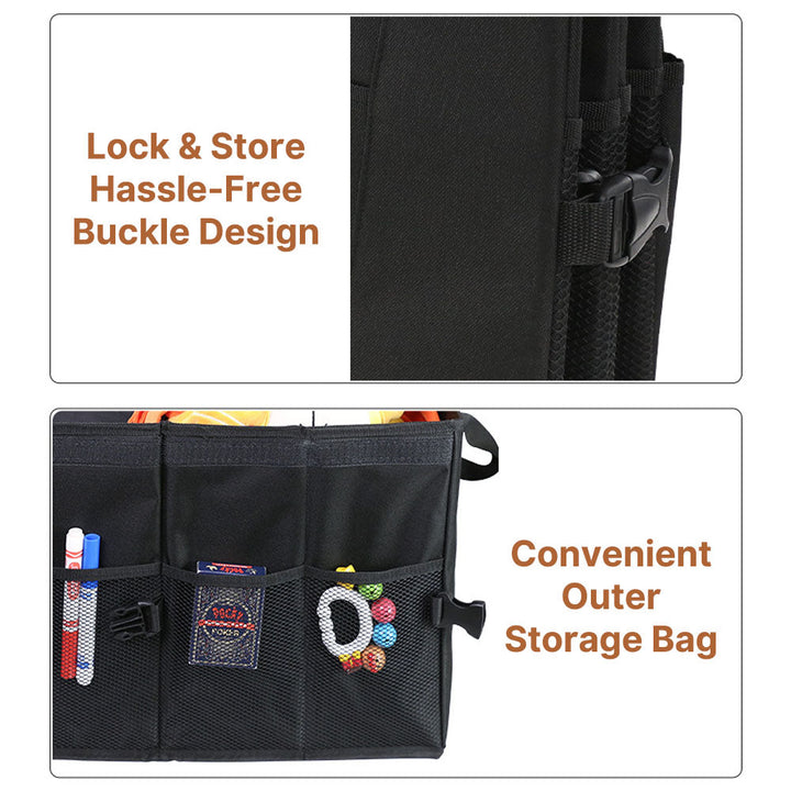 Foldable heavy-duty 60L car trunk organizer with lid for efficient vehicle storage