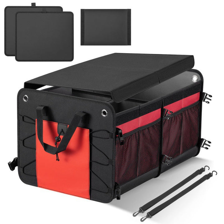 Unisex 60L car trunk organizer, shown folded for compact storage, space-saving design