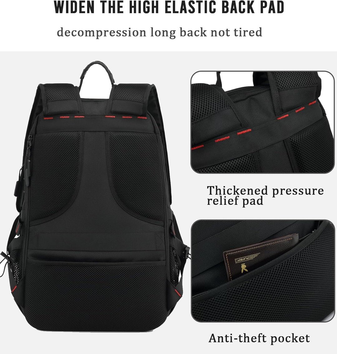 Interior of 60L unisex waterproof travel backpack showing laptop sleeve, shoe compartment & large storage.