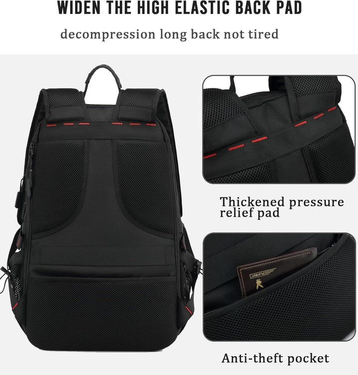 Interior of 60L unisex waterproof travel backpack showing laptop sleeve, shoe compartment & large storage.