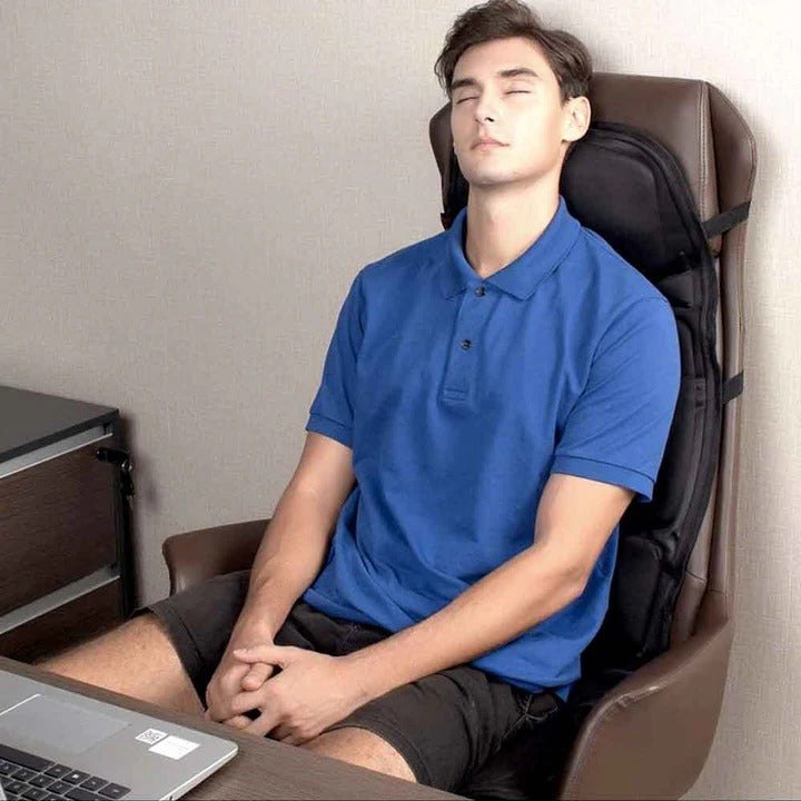 Experience 8-mode vibrating massage for your back, shoulders, & neck with this heated chair pad for ultimate comfort.