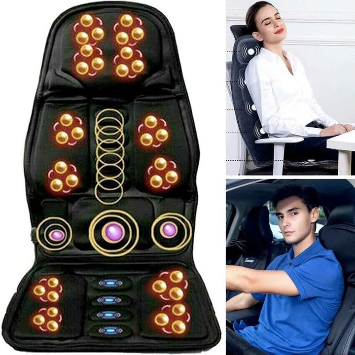 Premium massage chair pad with 8 modes & heat to soothe neck & back muscle pain. Ideal for daily stress relief.