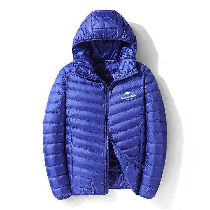 Model wearing black unisex 800FP duck down puffer jacket, perfect for winter outdoor adventures.