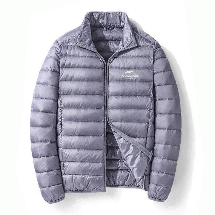 Unisex 800FP duck down outdoor puffer jacket in vibrant blue, excellent for cold weather sports.