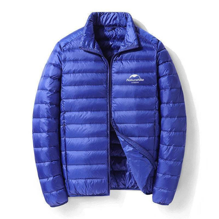 Hooded 800FP duck down puffer jacket, windproof and water-resistant for extreme outdoor conditions.