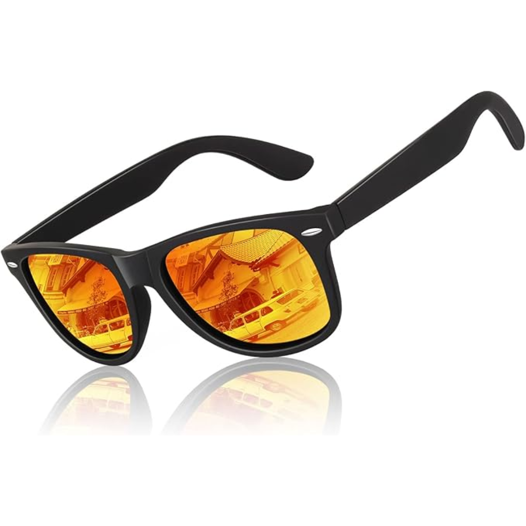 Lightweight unisex 80s retro polarized wayfarer sunglasses. Enjoy comfort & UV protection outdoors.