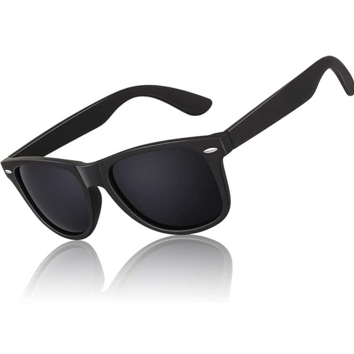 Stylish 80s retro wayfarer sunglasses with polarized lenses, lightweight unisex design.