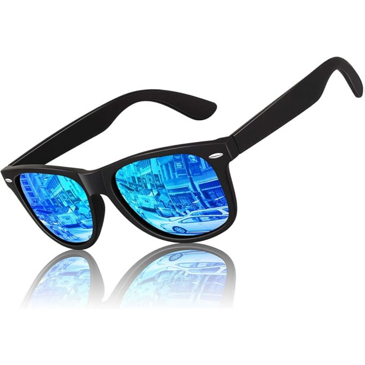 Unisex 80s retro polarized wayfarer sunglasses for fashion, driving, UV protection & glare reduction.