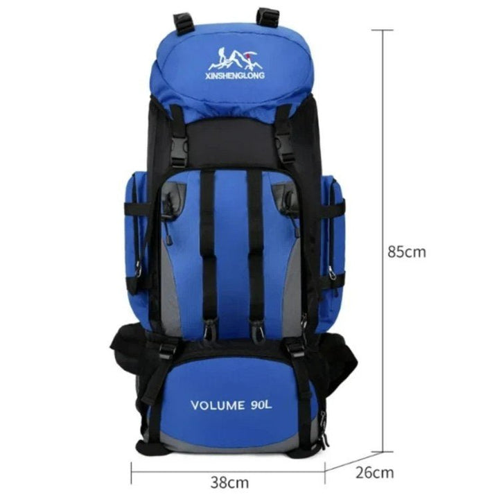 Unisex hiking backpack, 90L capacity, waterproof, perfect for extended outdoor travel
