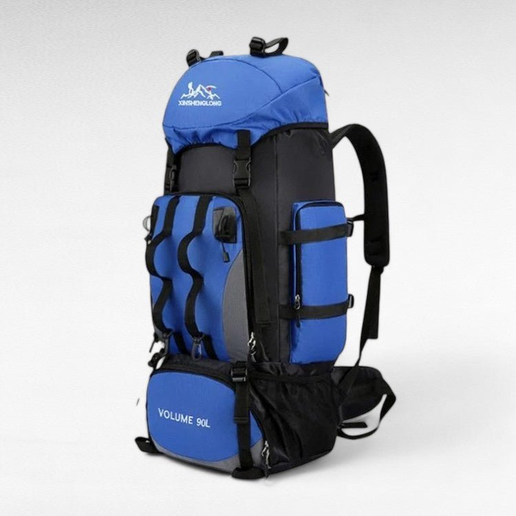 Durable buckles and straps on a 90L ultralight hiking and trekking backpack