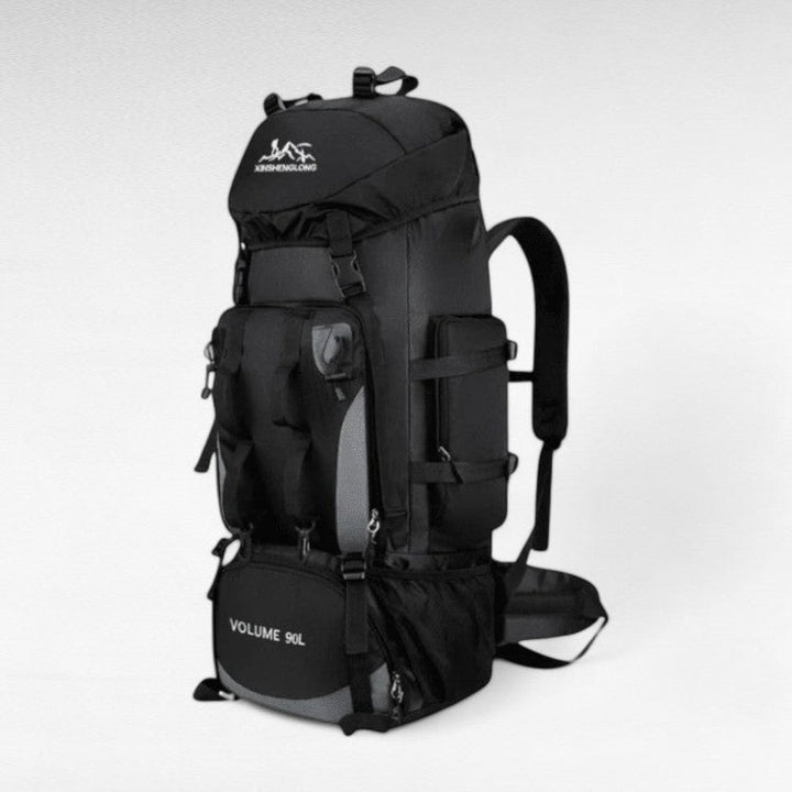 Waterproof 90L hiking backpack, unisex design, suitable for camping and long treks