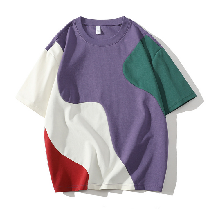 Statement unisex t-shirt with an eye-catching abstract waveform pattern. Fluid design, relaxed fit, contemporary look.