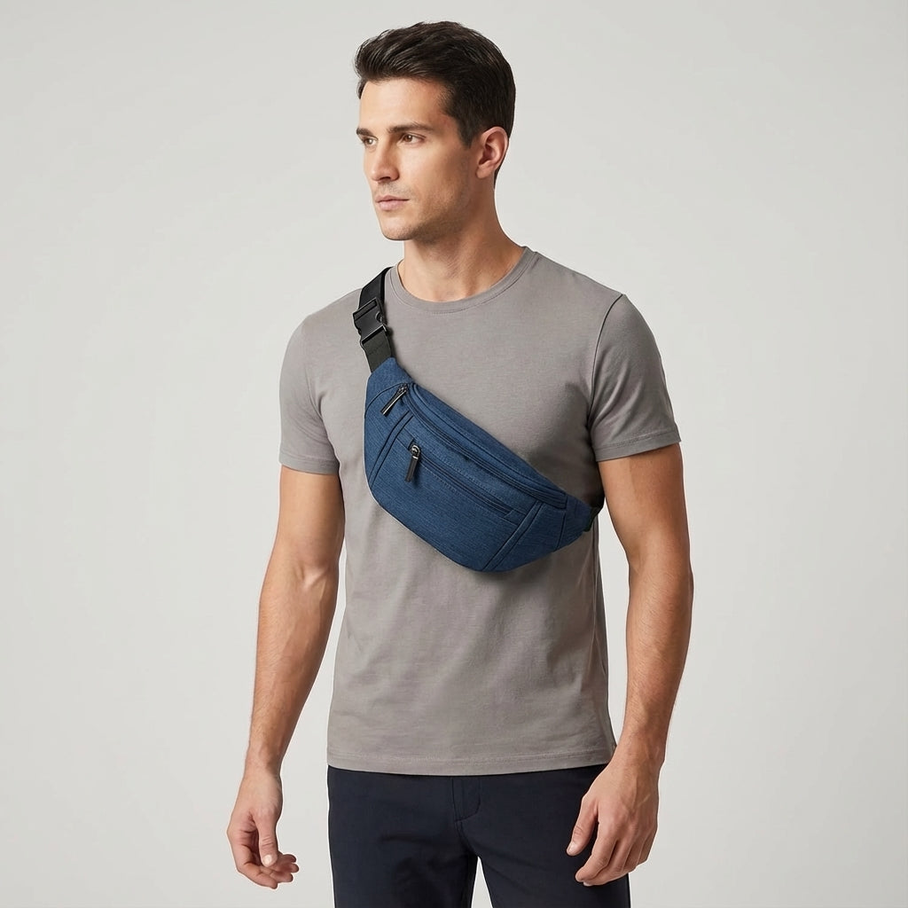 Sleek black crossbody bag, a versatile unisex daily carry solution for phones, wallets, and essentials.