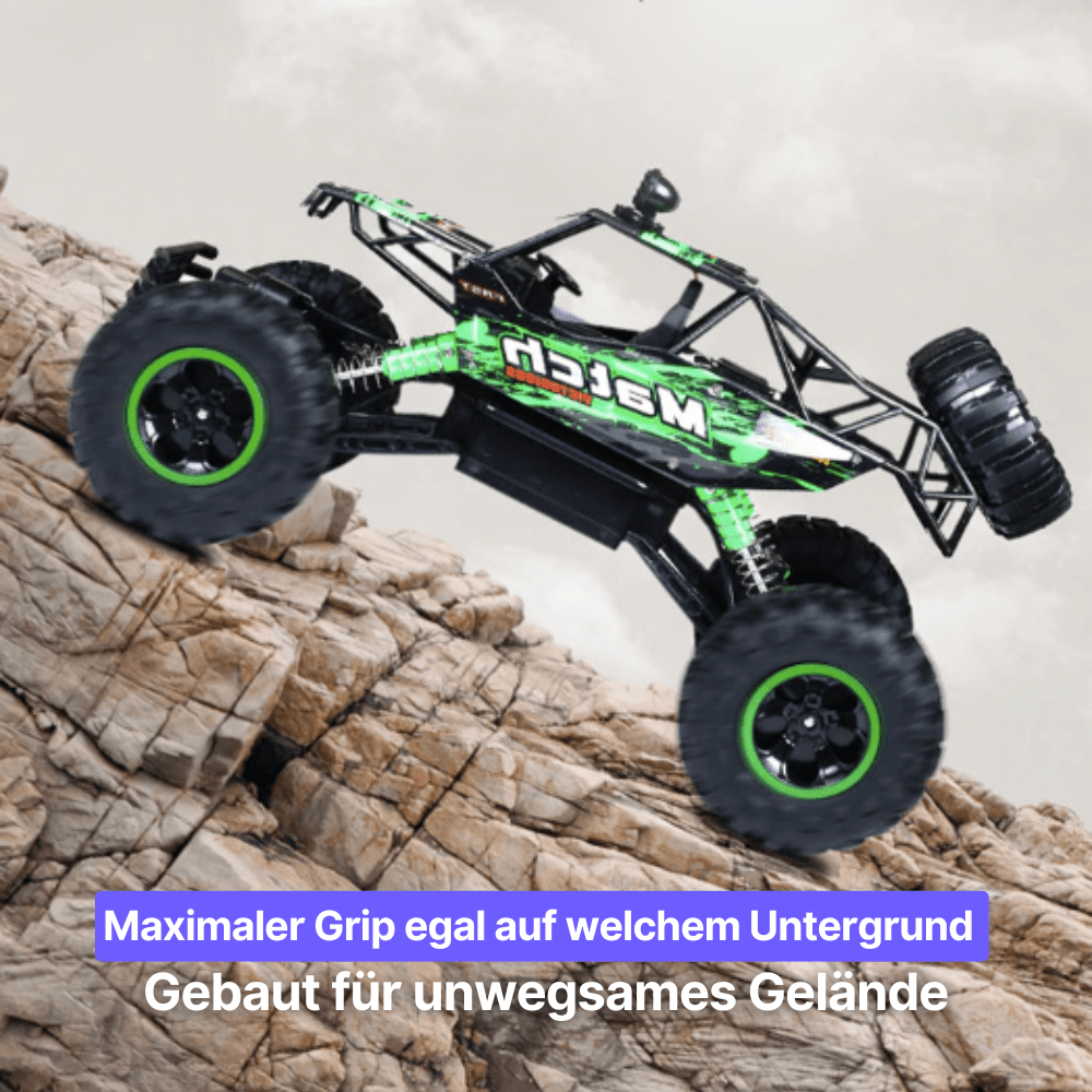 High-performance RC monster truck with durable all-terrain tires and advanced suspension.