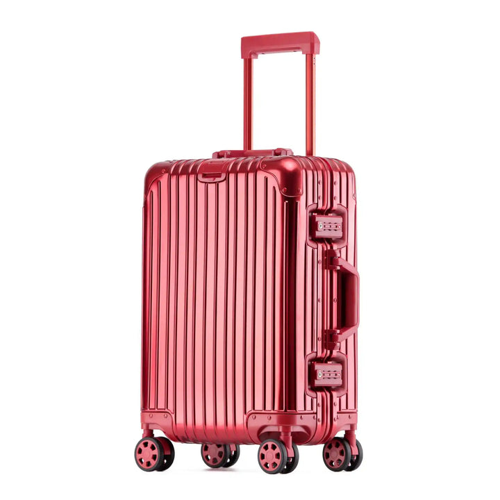 Secure unisex hardshell luggage, aluminum-magnesium body & TSA lock for safe journeys.