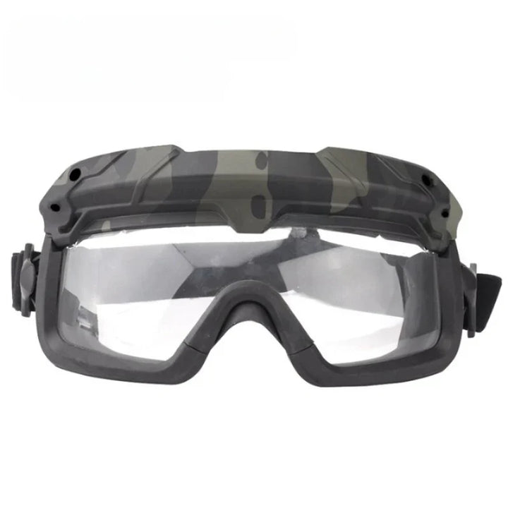 Anti-fog tactical goggles with ventilation system, ensuring clear vision during intense activity.