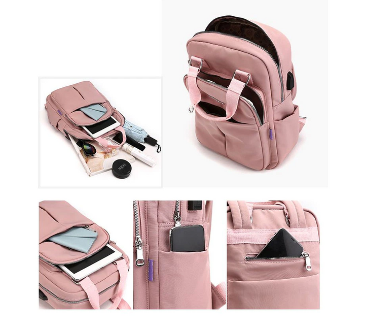 Secure water-resistant anti-theft backpack, unisex design with USB charging for peace of mind while traveling.