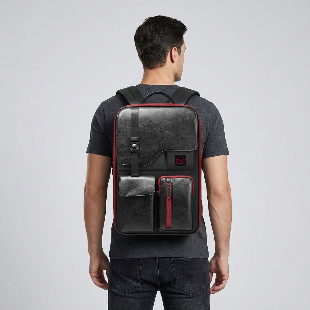 Expandable anti-theft travel backpack, waterproof, fits laptops. Ideal for business trips and commuters.